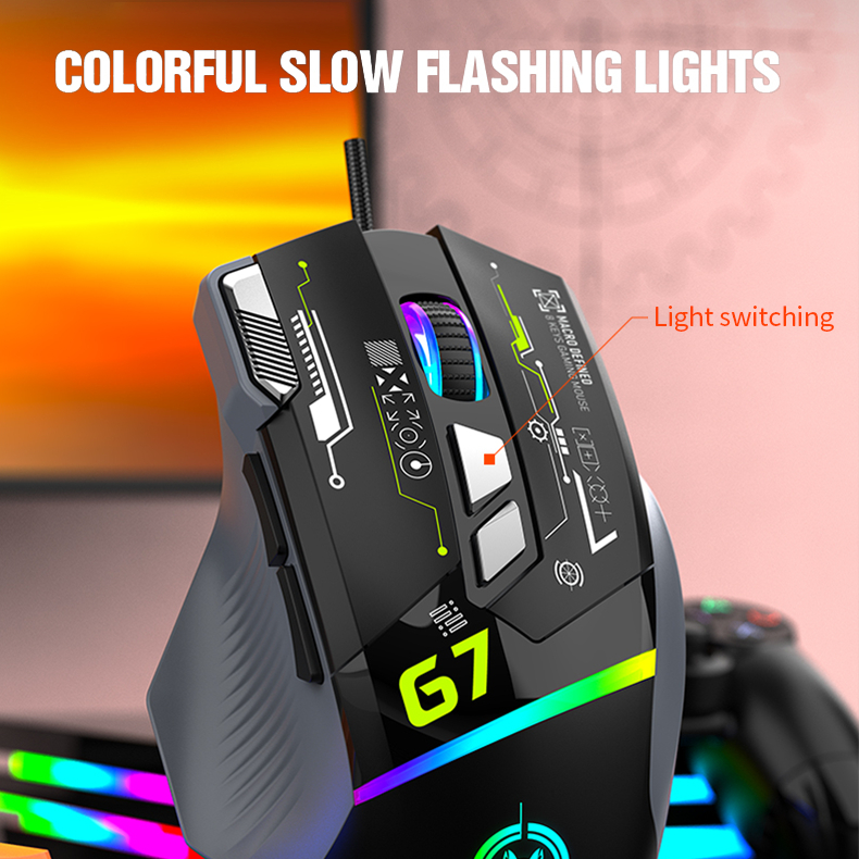 XUNFOX G7 เมาส์สําหรับเล่นเกมแบบมีสายพร้อมไฟ RGB ความแม่นยําสูง 12800 DPI Sensor Tactile Mechanical - รูปที่ 3