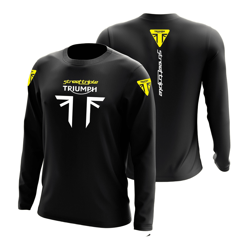 Triumph Street Triple Set Combo เสื้อยืดแขนยาว Microfiber และ Baseball TRCKER Cap Cool Mesh ใหม่ Unisex