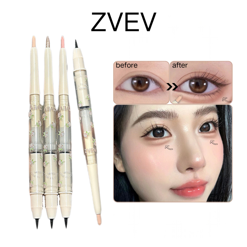 ZVEV ไฮไลท์เตอร์สองหัวสำหรับใต้ตา กันน้ำ ไม่เลอะ 2in1 เครื่องสำอางตา