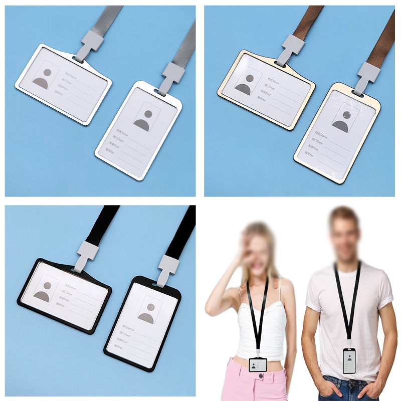 ที่ใส่แท็ก ID อลูมิเนียม, เชือกเส้นเล็กคอสีทึบพร้อมเคสป้าย ID สําหรับตัวป้องกันการ์ดคนงานนักเรียน