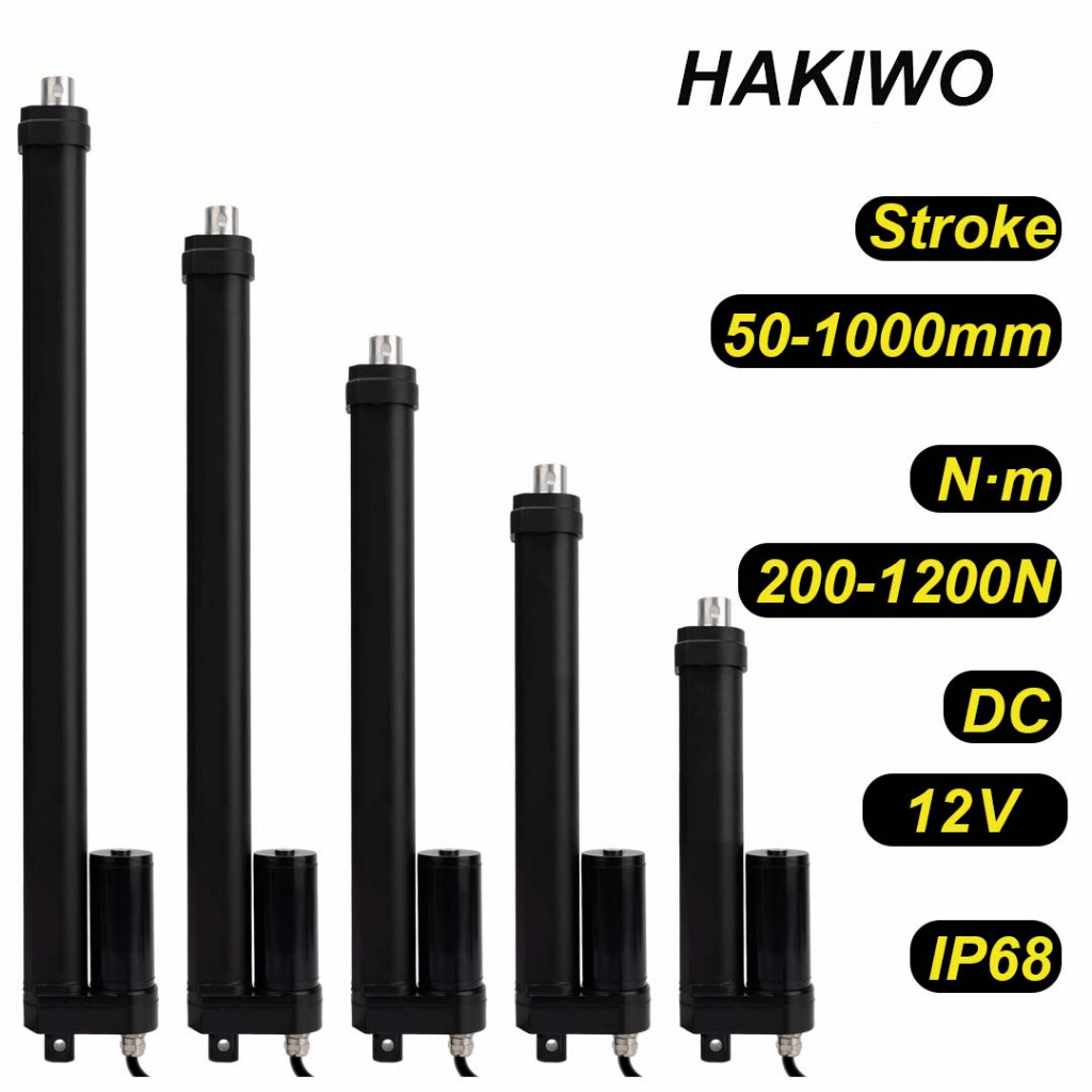 HAKIWO ตัวกระตุ้นเชิงเส้น 12V IP68 Linear Actuator 1200N 100 มม 500 มม. 1000 มม.Stroke Solar Tracker Caravan
