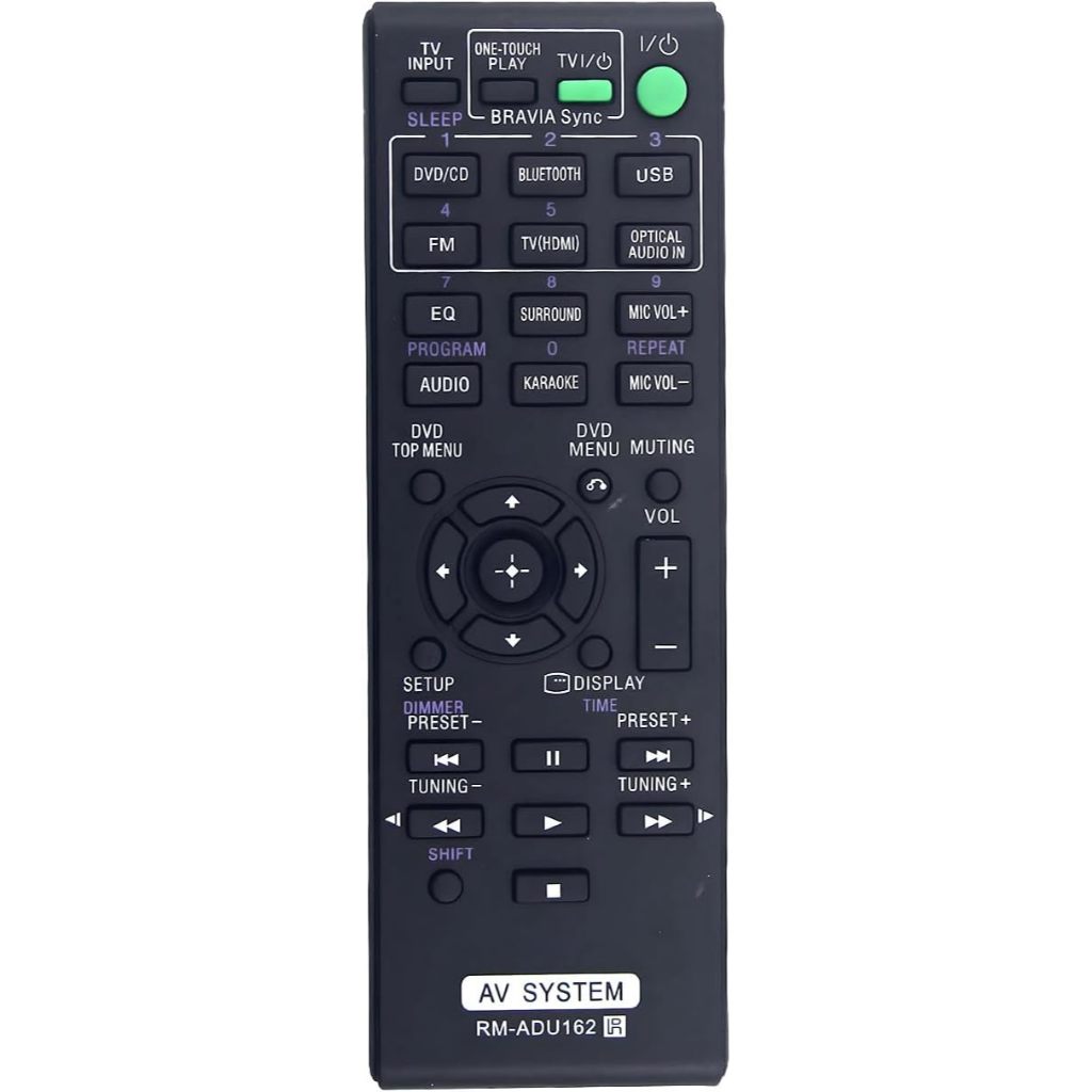 RM-ADU162 เปลี่ยนระยะไกลสําหรับโฮมเธียเตอร์ Sony ระบบ AV SS-CT123 SS-T124 DAV-TZ140 HBD-DZ170 WW-TS1