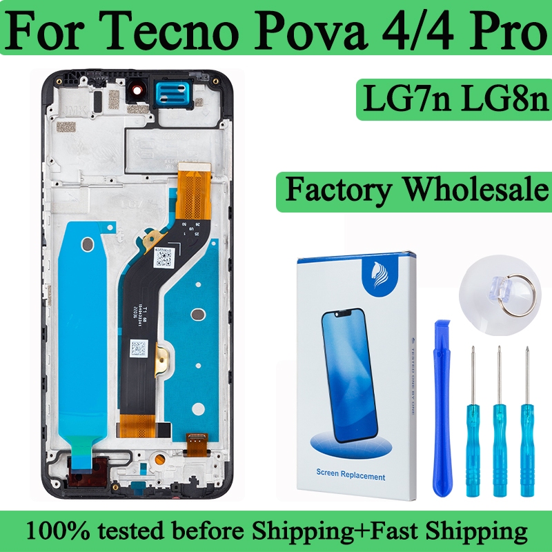 LG7n LG8n ทดสอบ 100% Lcd สําหรับ Tecno Pova 4 จอแสดงผล Touch Screen Digitizer แผงสําหรับ Pova 4 Pro 
