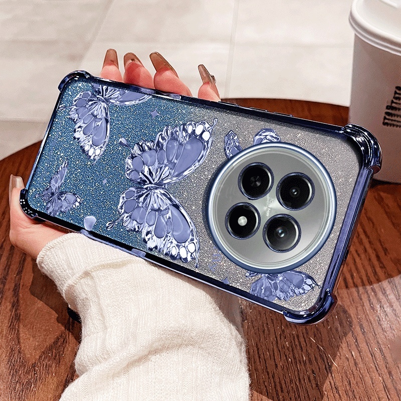 เคสโทรศัพท์สําหรับOppo Realme 12 5G 12X Realme 13 Pro Plus 5G Realme 13 Pro + 5G Elegantผีเสื้อGlitterผงกันกระแทกฝาครอบป้องกัน