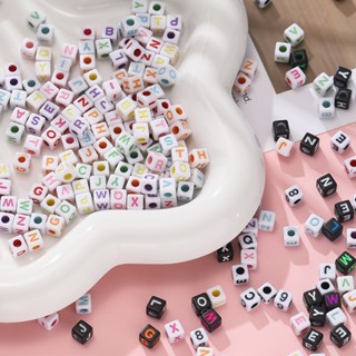 St.kunkka 100 ชิ้น 5 * 5 มม.อะคริลิคลูกปัดตัวอักษร สี่เหลี่ย…