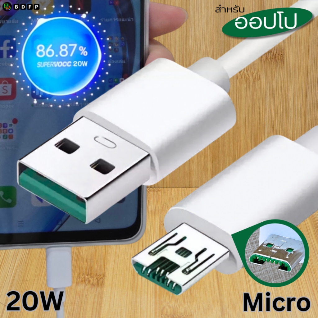 ที่ชาร์จ 20W Micro เหมาะสำหรับ OPPO F11 Pro Super Charg ออปโป รองรับการชาร์จด่วน หัวชาร์จ สาย 1-2เมตร