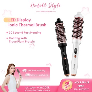 HODEKT Style LED Display lonic Thermal Brush Curly Straight Inward Curl 3 in 1 Easy Hair Curler Voluminous Curly Straight Endless Styles Layered Hair Blowout