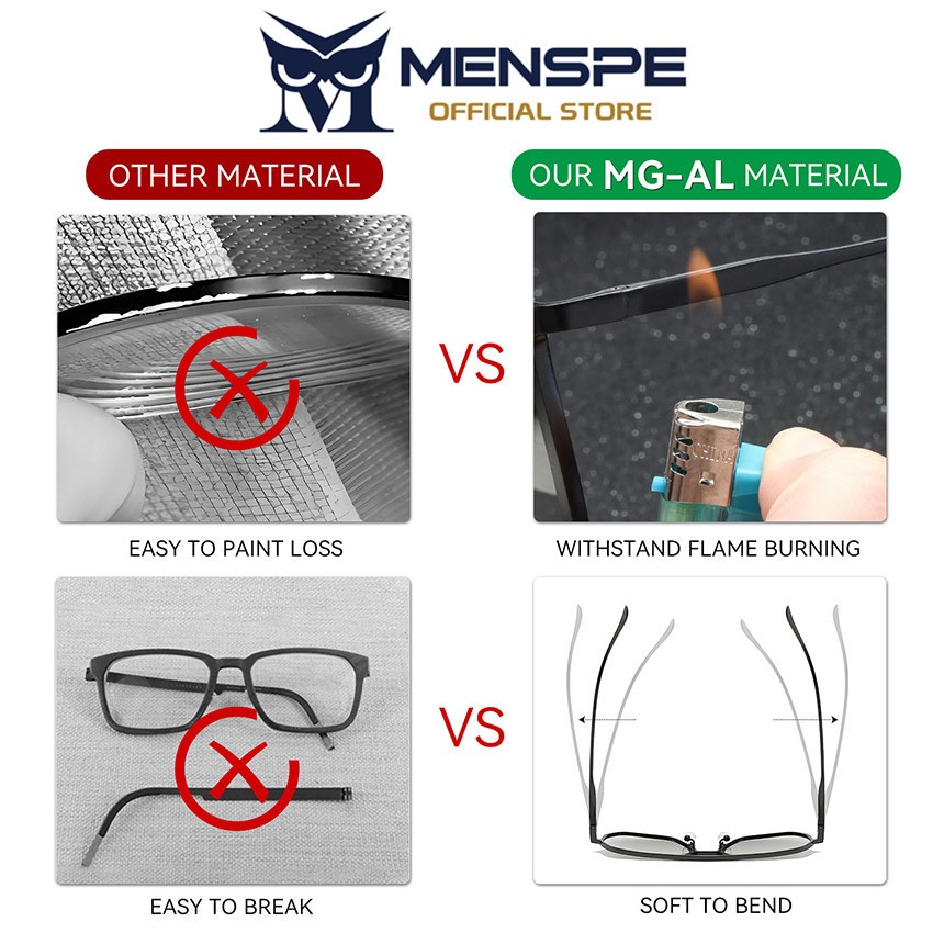 MENSPE แว่นกันแดดโพลาไรซ์ กรอบสี่เหลี่ยม สำหรับขับรถ แบบคลาสสิก UV400 กัน紫外线夜间清晰视野 - รูปที่ 5