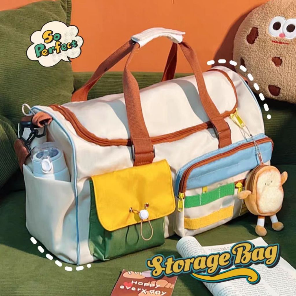 กระเป๋าเดินทางกีฬา ไซโลรองเท้าอิสระ แยกเปียกและแห้ง กระเป๋าเดินทางสไตล์เกาหลี