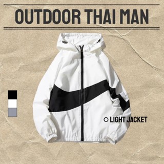 ญี่ปุ่นและเกาหลีถนนแฟชั่นแสงแจ็คเก็ตสีดําสีเทาและสีขาวสำหรับ…