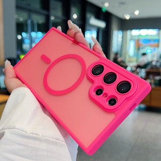 ไร้สายชาร์จ Hard Case สําหรับ Samsung Galaxy S25 Ultra S26 Ultra S24 S23 FE S24 Plus S23 Ultra พร้อมป้องกันกล้องกันกระแทก Matte ปลอกโปร่งใส