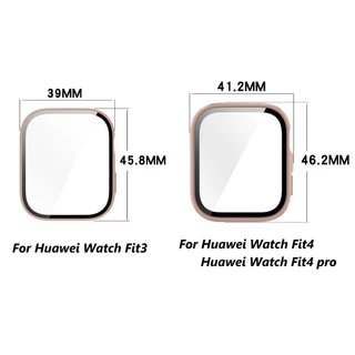 กระจกนิรภัย + สําหรับ Huawei นาฬิกา Fit4 Fit3 Fit5 Pro All-Around Screen Protector Hard PC กันชน SmartWatch สําหรับ Huawei นาฬิกา Fit 3 4 5 Anti-scratch