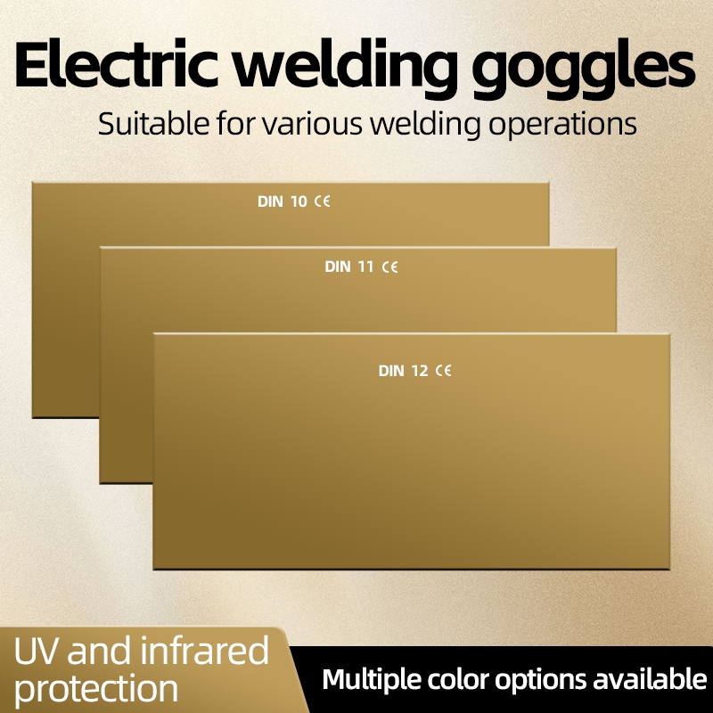 Gold Welded Glass เลนส์หมวกกันน็อคกรอง Darkening Welded เลนส์กระจกเชื่อมเลนส์ 5.08 ซม.x 10.80 ซม.,