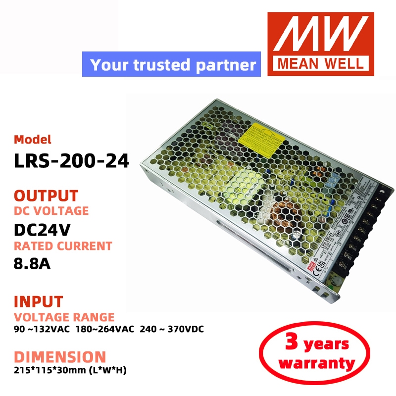 MEAN WELL LRS-200-24 LRS-200-12 LRS-200-15 LRS-200-5 LRS-200-36 LRS-200-48 Switching Power Supply Me