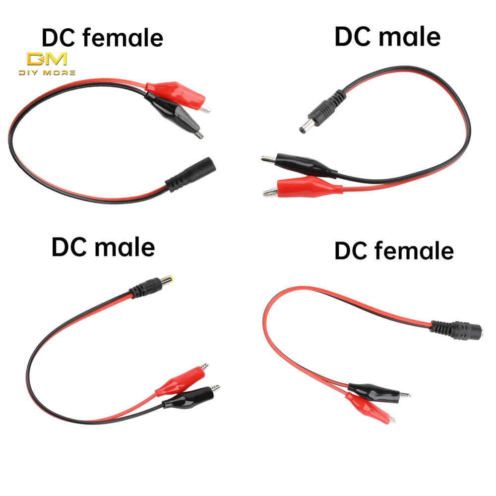 DIYMORE DC ชาย/หญิงแจ็คเชื่อมต่อจระเข้คลิป DC Power Supply ชายหญิงทดสอบตะกั่วจระเข้คลิปขั้วต่อสายไฟ DC 5.5*2.1 มม.ความยาวลวด 30 ซม.Lar