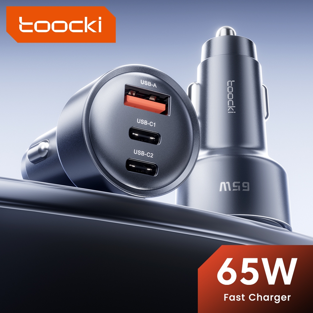 Toocki 65W 2C1A Car Charger Super Fast Charging สามพอร์ตประเภท C USB Car Phone Charger Universal QC3