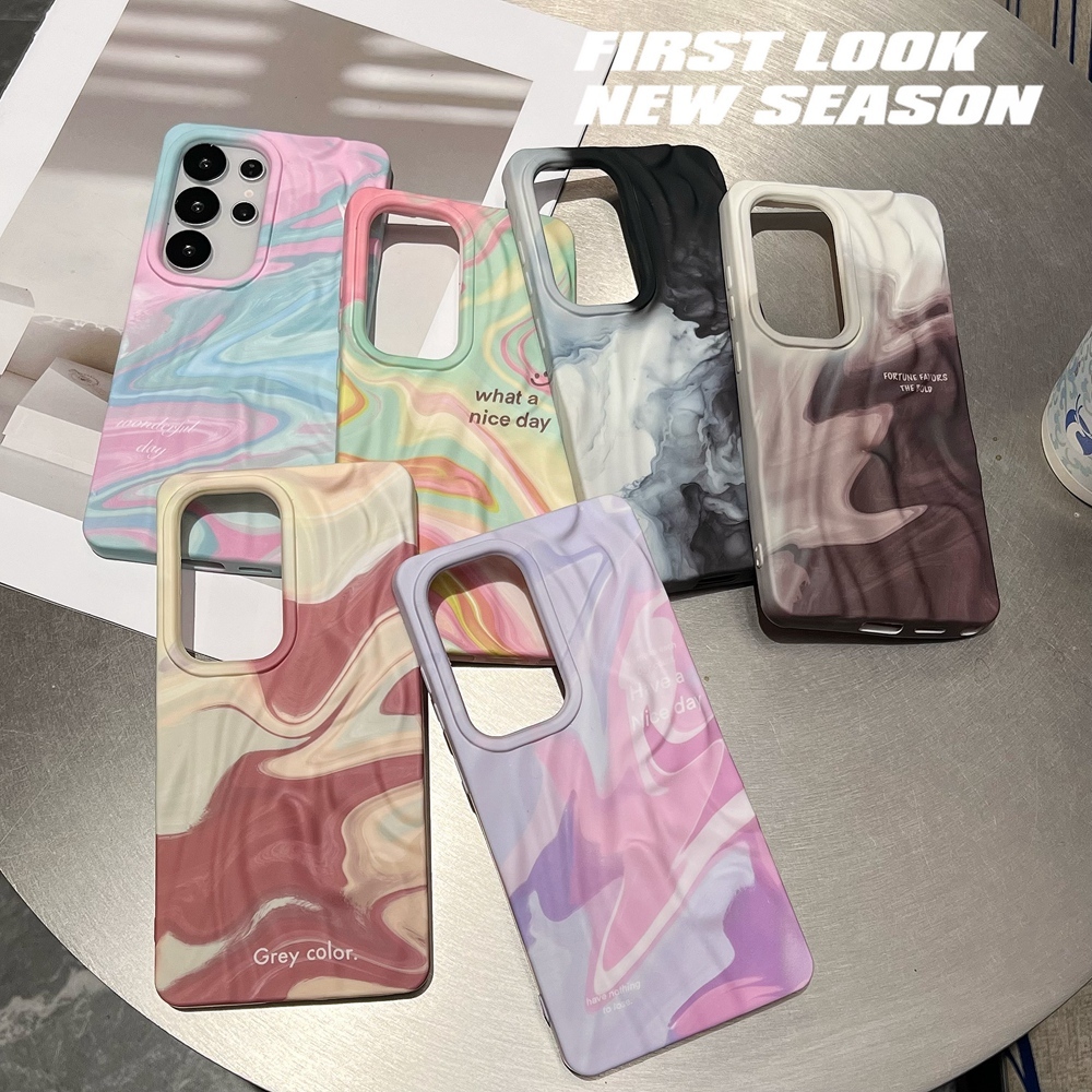 ริ้วรอยหมึกล้างรูปแบบซิลิโคนอ่อนนุ่มเคสโทรศัพท์สําหรับ Samsung Galaxy S25 S23 FE S24 Ultra S25 Plus Cover