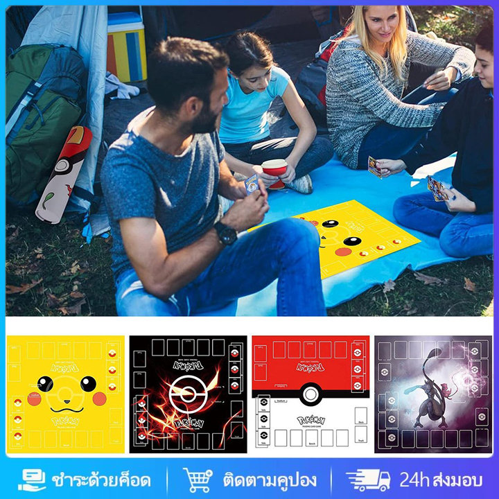 Pokemon tcg Playmat แผ่นรองเล่น โปเกมอนการ์ด แผ่นรองเล่น การ์ดเกมโปเกมอน Leonth