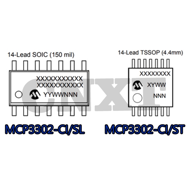 3302-CI MCP3302-CI/SL SOIC-14 MCP3302-CI/ST TSSOP14 โหมดชิปแปลงดิจิตอล