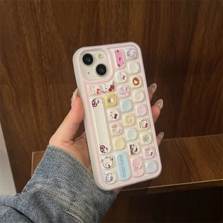 Insน่ารักการ์ตูนGirly kt Cat 3Dคีย์บอร์ดเนื้อเคสโทรศัพท์สําหรับiPhone 16 Pro Max 15 Promax 11 12 13 mini 14Plus 11 Pro Max X XS XR XS Max 7 8 7Plusกันกระแทกปลอกนุ่ม