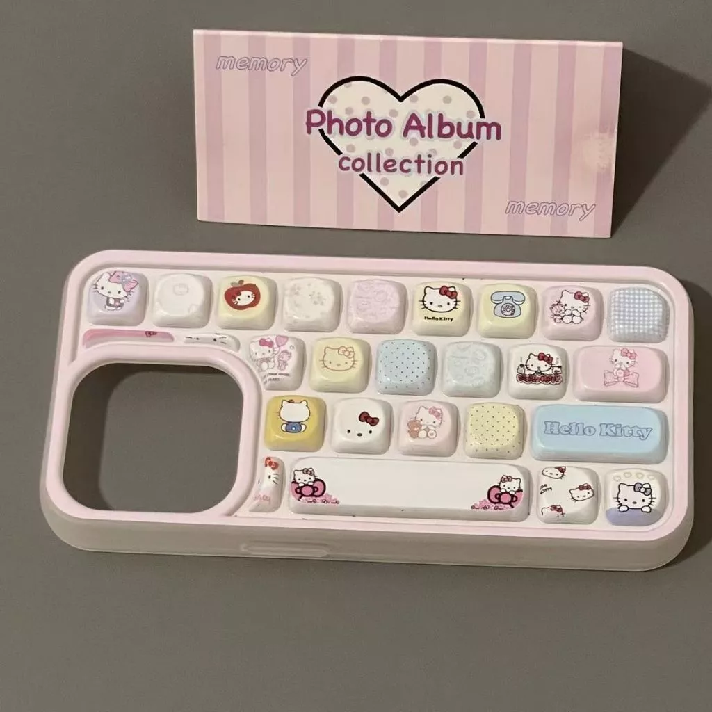 Insน่ารักการ์ตูนGirly kt Cat 3Dคีย์บอร์ดเนื้อเคสโทรศัพท์สําหรับiPhone 16 Pro Max 15 Promax 11 12 13 mini 14Plus 11 Pro Max X XS XR XS Max 7 8 7Plusกันกระแทกปลอกนุ่ม