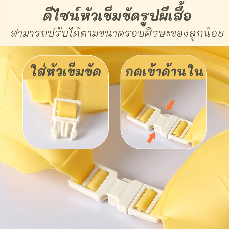 หมวกอาบน้ำเด็ก หมวกสระผมเด็ก ปรับขนาดได้ ปกป้องดวงตาและหู วัสดุซิลิโคน อุปกรณ์อาบน้ำ - รูปที่ 3