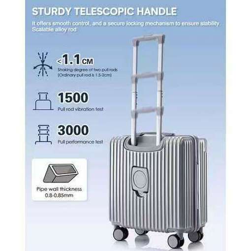 【สต็อกไทยพร้อมส่ง】กระเป๋าเดินทาง ขนาด14/18นิ้ว กระเป๋าลากขึ้นเครื่อง น้ำหนักเบา ล้อหมุนได้360องศา มีที่วางแก้ว สไตล์เกาหลี - รูปที่ 2