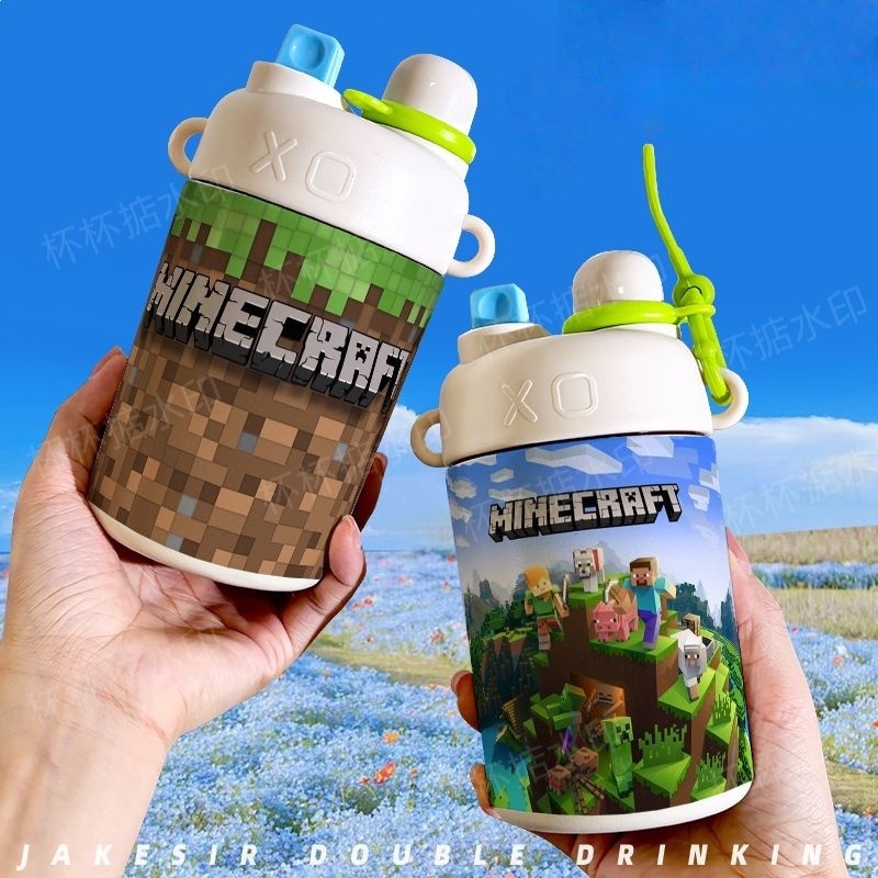 มายคราฟ คู่ดื่มกระติกน้ําร้อนถ้วยฟางถ้วยน้ําความจุขนาดใหญ่สแตนเลสนักเรียนแบบพกพา