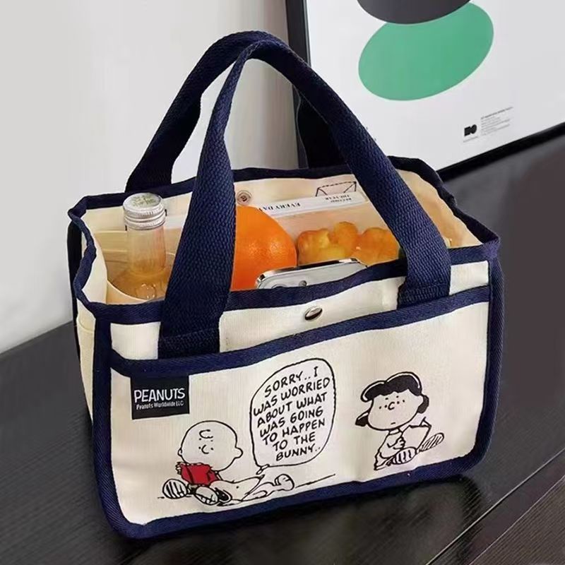 [จัดส่งจากประเทศไทย] เตรียมจัดส่ง กระเป๋าใส่ข้าวกลางวันผ้าแคนวาสกระเป๋าใส่อาหารกลางวันแบบพกพาขนาดเล็กความจุ 2026