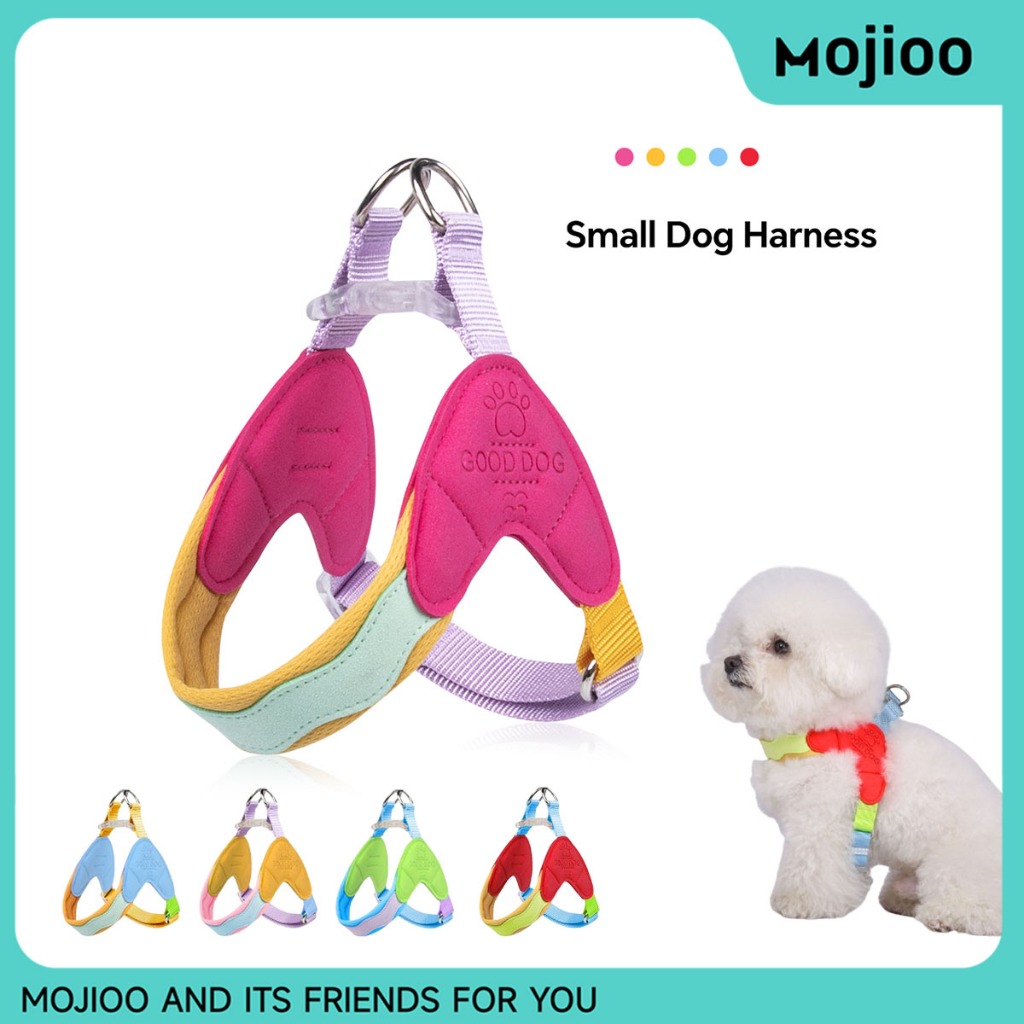 Mojioo สายรัดสุนัข Step-in Style การออกแบบบล็อกสี ที่สะดุดตาสําหรับสุนัขขนาดเล็กและขนาดกลาง ระบายอากาศได้ดีและปรับได้ (5 สี จัดส่งรวดเร็ว)