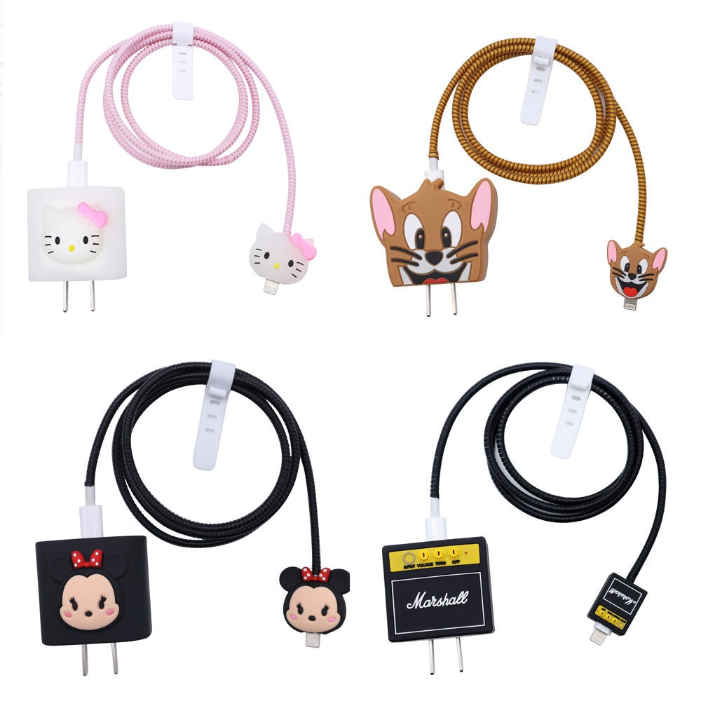 ใหม่ iP-Set-18/20W อัพเกรดซิลิโคน Anti-breaking หูฟังตัวป้องกันสายหูฟัง, สายชาร์จ Winder สําหรับ iPh