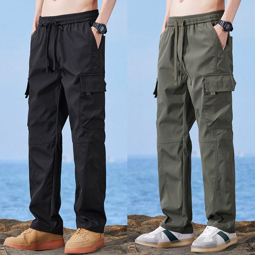 M-4XL กางเกงคาร์โก้สไตล์อเมริกัน กางเกงขากว้าง ทรงหลวม เอวปรับได้สามารถใส่ได้ทั้งผู้หญิงผู้ชาย