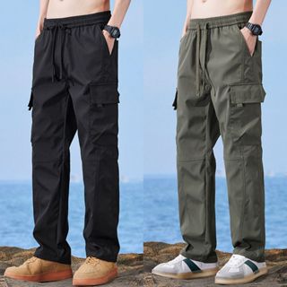 M-4XL กางเกงคาร์โก้สไตล์อเมริกัน กางเกงขากว้าง ทรงหลวม เอวปร…