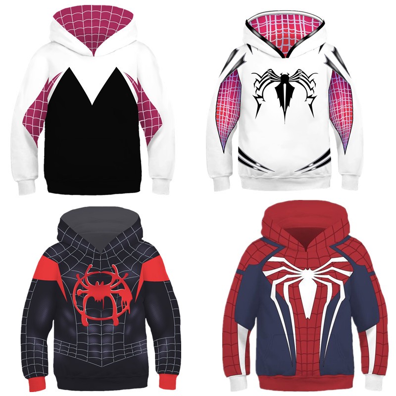 Spider Man Kids Hoodie Superhero Spider-Gwen เสื้อกันหนาวเด็ก 3D พิมพ์เสื้อ Outerwear