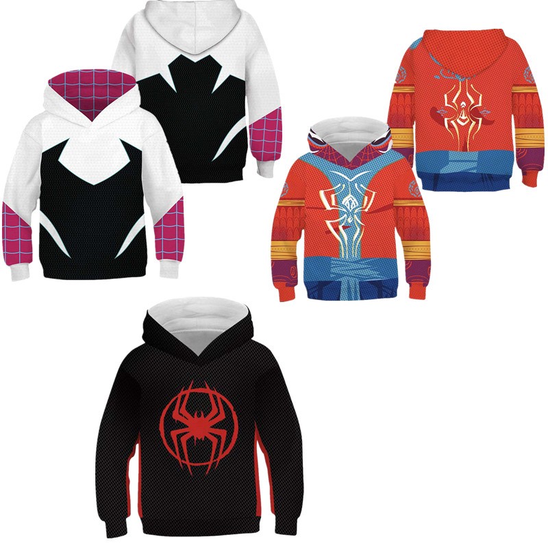 Superhero Spider-Man Kids Hoodie การพิมพ์ดิจิตอล แจ๊กเก็ตเด็ก เสื้อกันหนาวเด็ก