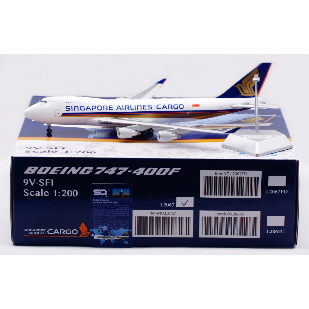L2067 Alloy Collectible Plane ของขวัญ SQ Wings 1:200 Singapore Airlines Cargo Boeing B747-400F Dieca