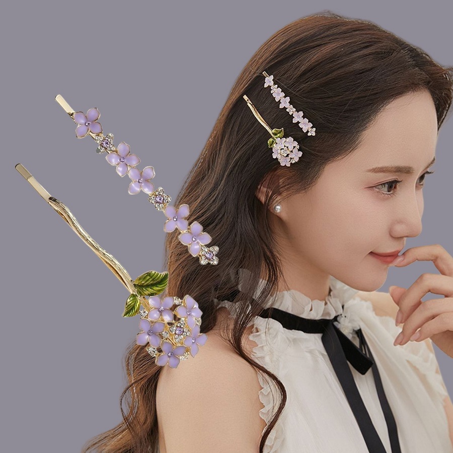 อารมณ์หรูหรา วิสทีเรีย ดอกไม้แสงหรูหราความรู้สึกระดับไฮเอนด์กิ๊บติดผมหน้าม้าคลิปด้านข้างประณีต