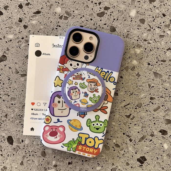 การ์ตูนToy Storyรูปแบบยืนป้องกันกรณีสําหรับiPhone 11 12Pro 13Promax 15pro 15promax 14 14promax 14pro 16 pro max 16 plus two-in-one shell
