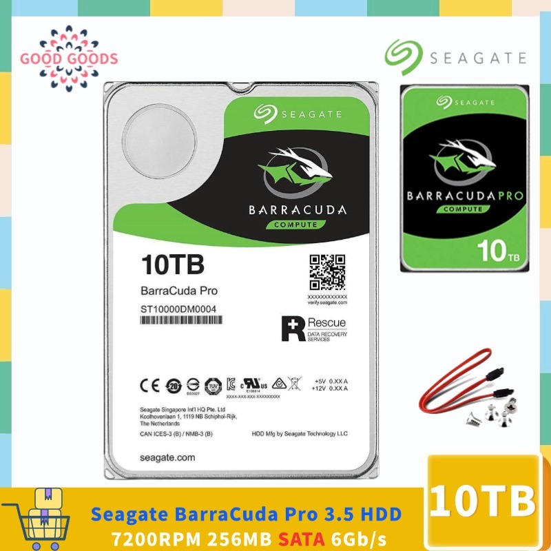 Seagate BarraCuda PRO ST10000DM0004 10TB HDD 7200 RPM 256MB แคช SATA 6 กิกะไบต์/วินาที 3.5 "ฮาร์ดไดร