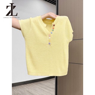 ZHELIHANGFEI   เสื้อยืดผู้หญิงสีชมพูไหล่สังกะสี คอวีบาง สไตล…