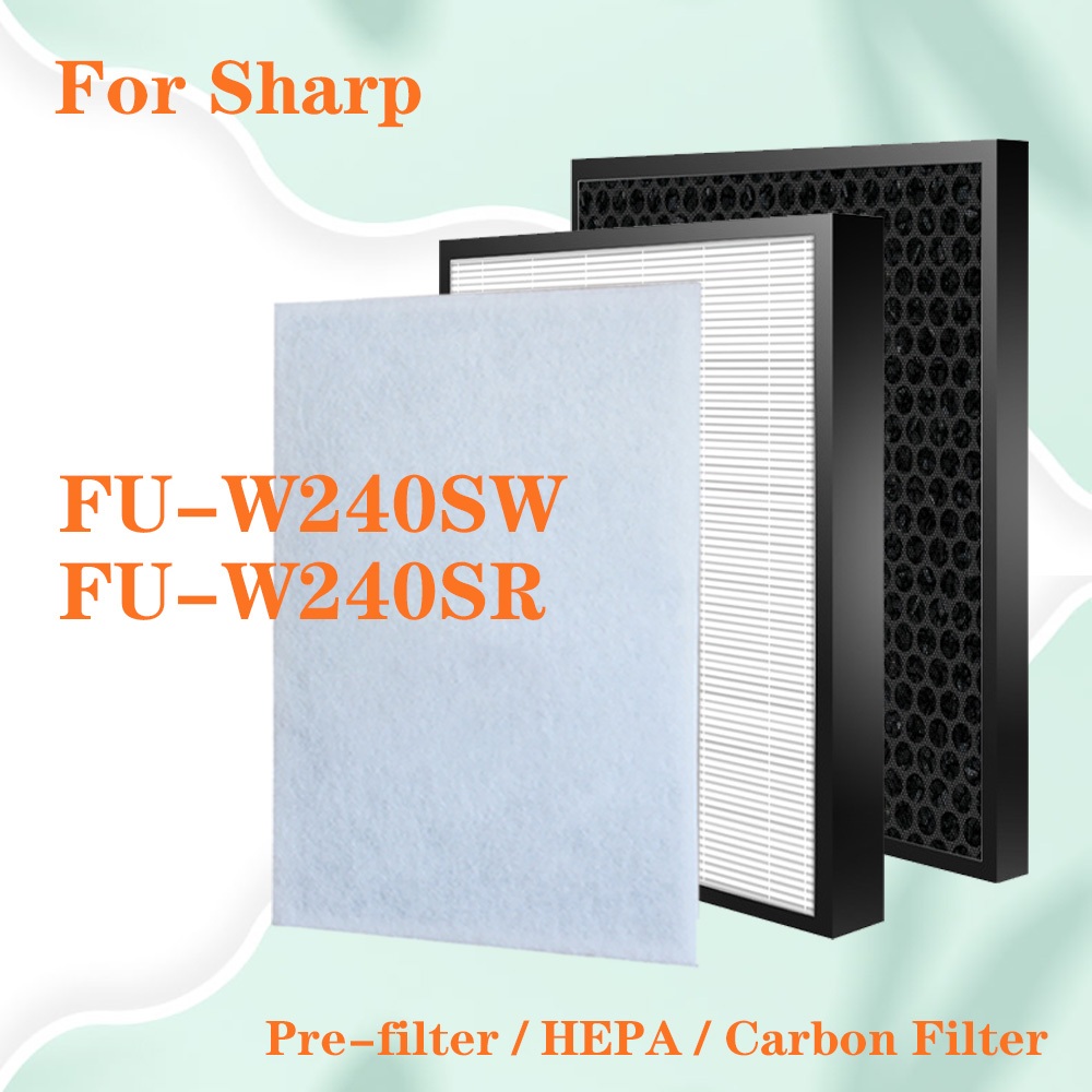 เปลี่ยนสําหรับ FU-W240SW FU-W240SR FU-W240SB เครื่องฟอกอากาศ Sharp รองรับ True HEPA Filter & ตัวกรอง