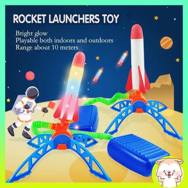 Rocket ของเล่นเด็ก Air Rocket ปั๊มเท้า Launcher กีฬากลางแจ้ง กระโดด Stomp Pressed Rocket Launch นิวเมติก เปิดไฟ