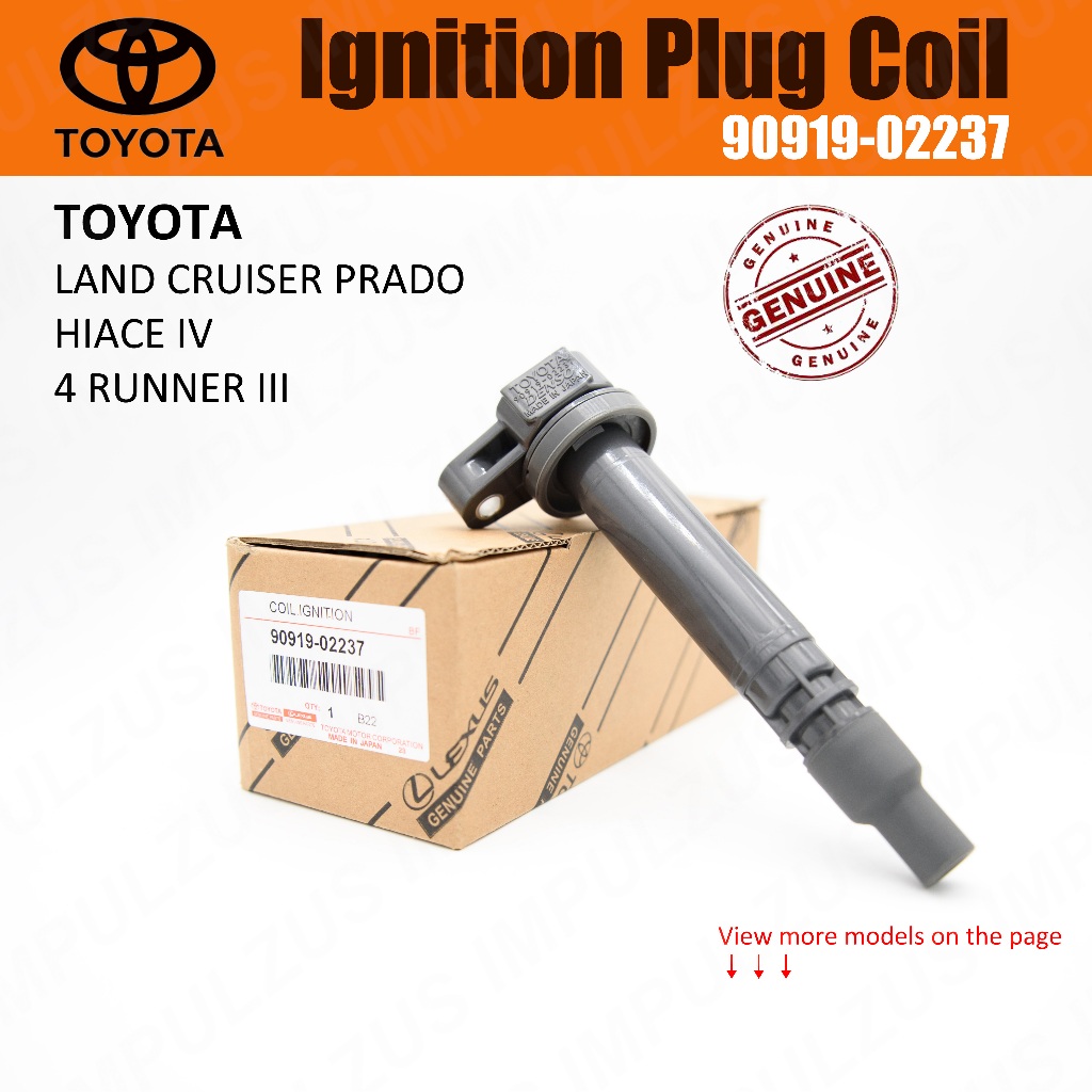 100% ต้นฉบับTOYOTA IGNITION PLUG COIL 90919-02237 สําหรับLAND CRUISER PRADO HIACE IV 4 RUNNER 3RZ-FE