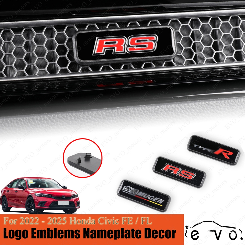 สําหรับ 2022 - 2025 Honda Civic FE / FL TYPE R สติกเกอร์จัดแต่งทรงผม 11th Civic Dashboard Air Outlet ตาข่าย RS Mugen โลโก้สัญลักษณ์ Badge Marker