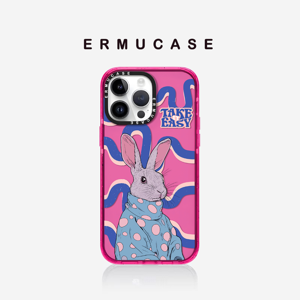เหมาะสําหรับ IPhone 13 14 15 16 Pro Max เคสโทรศัพท์ส่วนบุคคลแม่เหล็กกันกระแทก-ง่ายกระต่ายแฟชั่นการ์ตูน