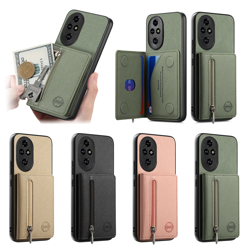เคสใหม่ เคส Huawei Honor 400 Pro / Smart / 200 Lite พร้อมช่องเสียบบัตรเครดิตกระเป๋าสตางค์แบบมีซิป