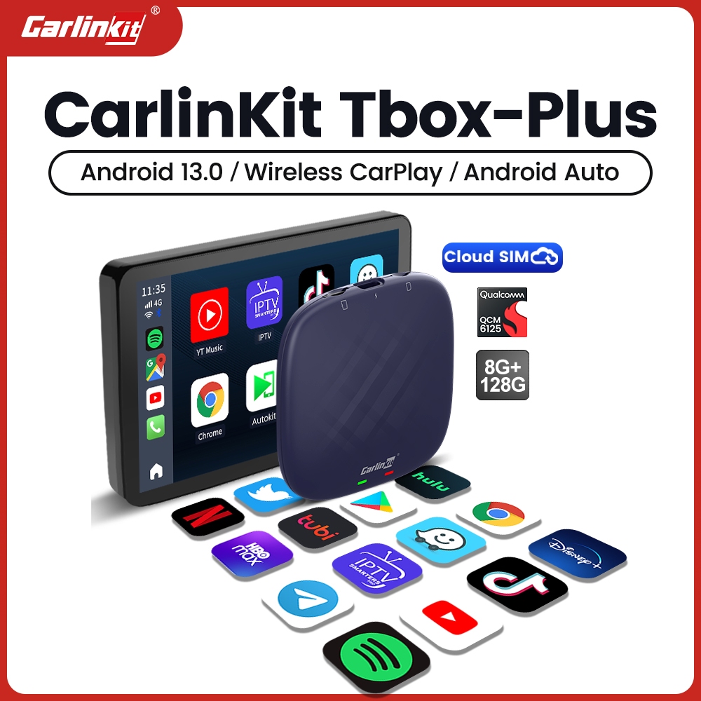 CarlinKit CarPlay Ai Box Plus Android 13 Qualcomm 6125 8-Core CPU Wireless Carplay Android auto For Wired CarPlay Cars