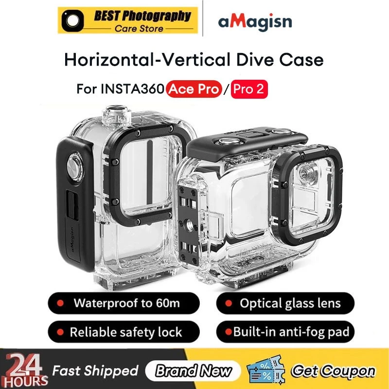 【🇹🇭 กรุงเทพฯ】aMagaisn สําหรับ Insta360 Ace Pro/Pro 2 แนวตั้ง-แนวนอน Dive Case อุปกรณ์เสริมกันน้ํา