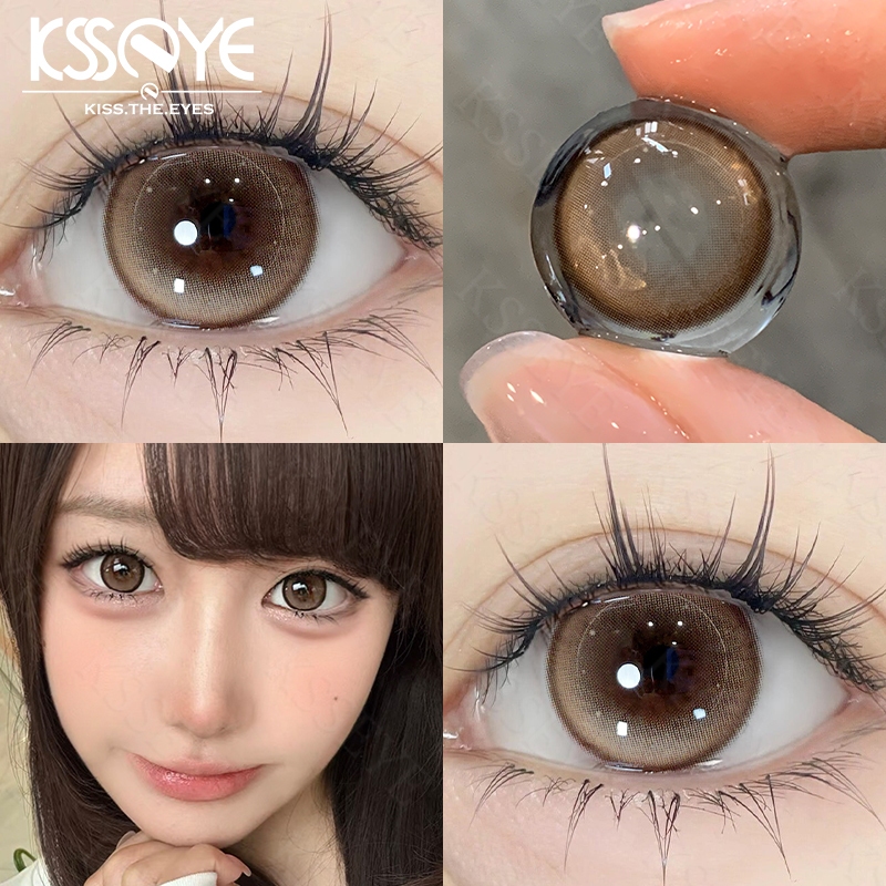 KSSEYE คอนแทคเลนส์ 1 คู่สีน้ําตาล 14.2 มม.ธรรมชาติเกาหลี Softlens รายปีเลนส์แฟชั่นปกติพร้อมเคสฟรี