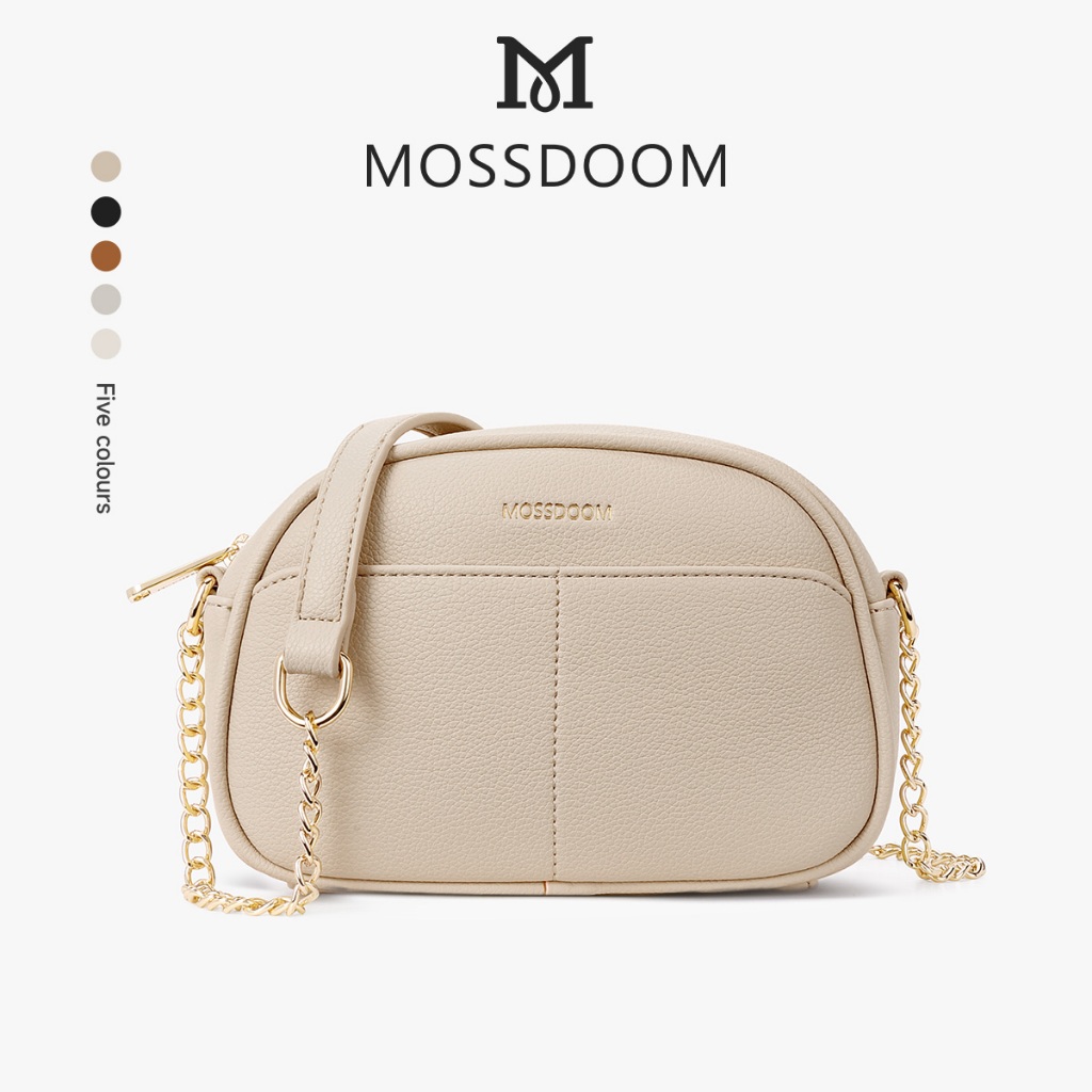 MOSSDOOM Hiraki Bag กระเป๋าสะพายไหล่ ขนาดเล็ก เรียบง่าย สําหรับผู้หญิง ดีเทลสายมีโซ่เพิ่มความหรูหรา